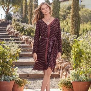 Sundance Dress Women‎ Size S Petite Ali Shift Mixed Media Printed Sleeve Beaded